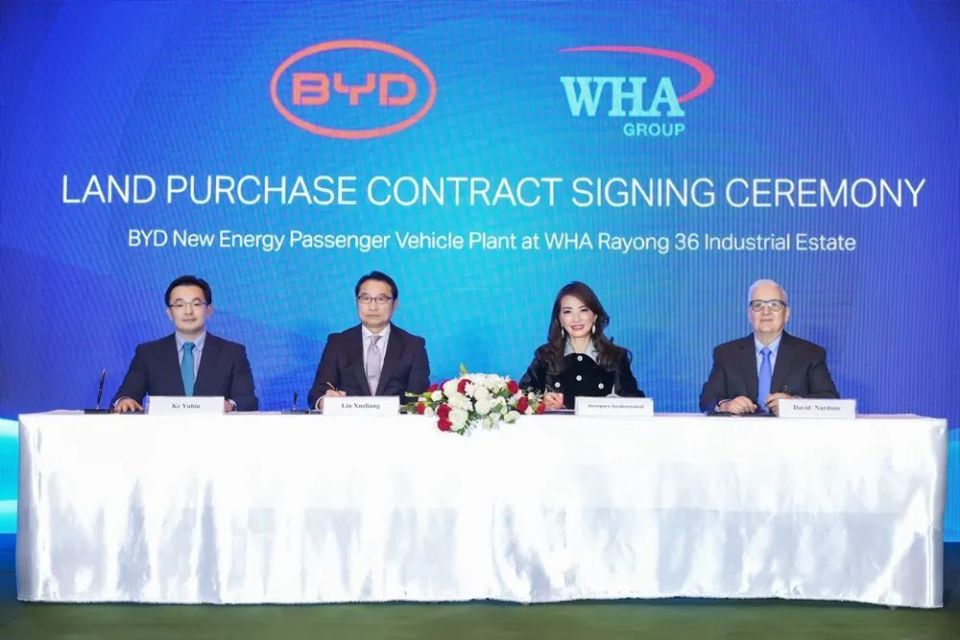 比亚迪签约泰国WHA工业园，加速布局海外市场，比亚迪已连续6个月保持泰国电动汽车市场销量冠军地位